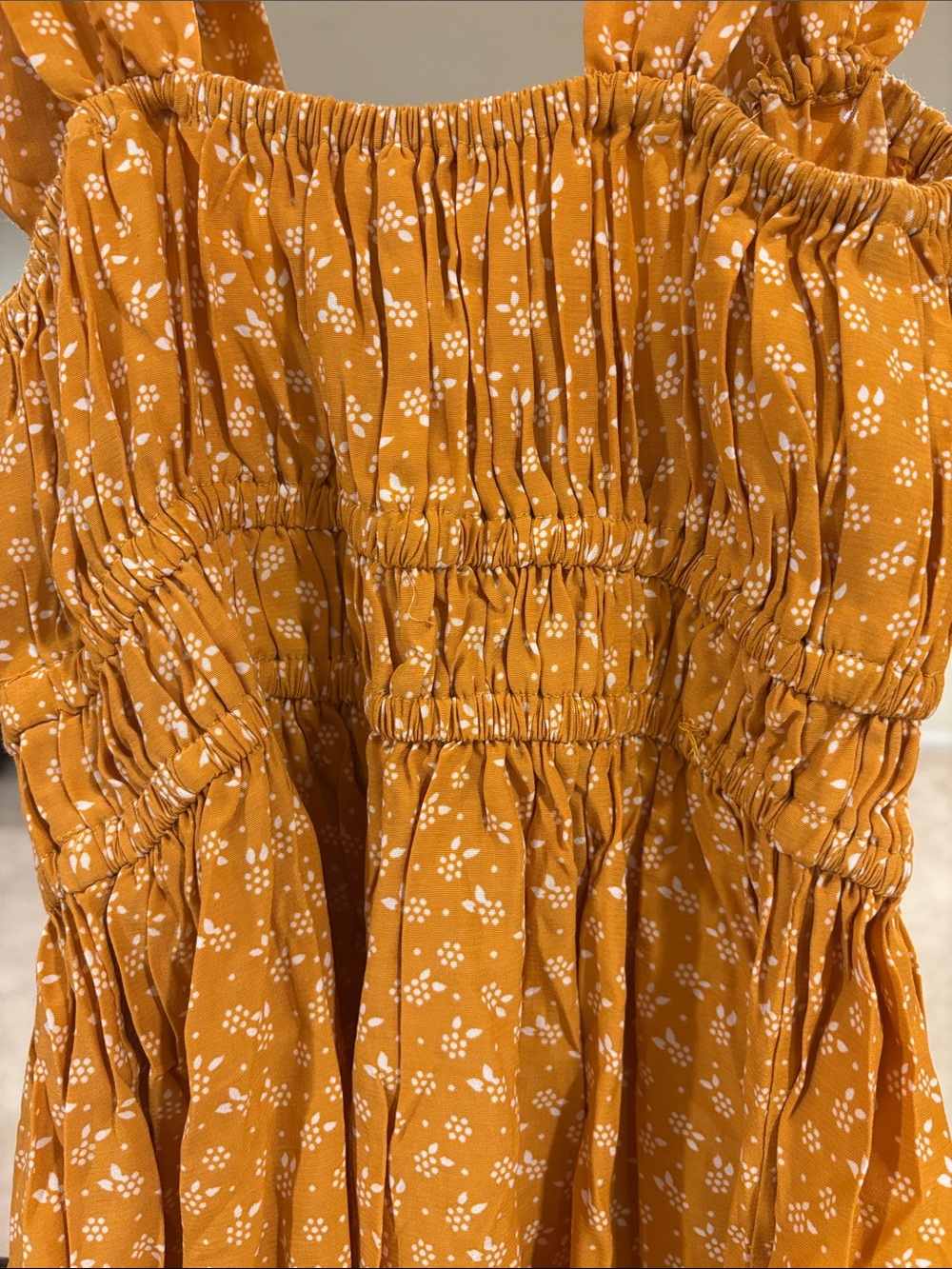 Faithfull the Brand Mustard Floral Mini Dress nwt size m or USA 6 or aus 10 - Picture 6 of 6